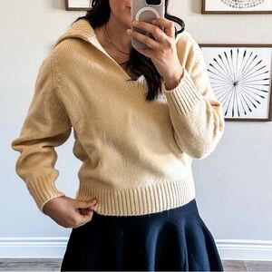 J.Crew Johnny-collar sweater with ribbed trim